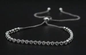 Pulsera tenis - plata 925 - circonitas - para ajustar - Imagen 1 de 6