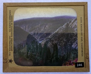 LINTERNA MÁGICA DIAPOSITIVA COLOR EMIGRANT GAP CALIFORNIA SO. PAC. RR 1910s - Imagen 1 de 2