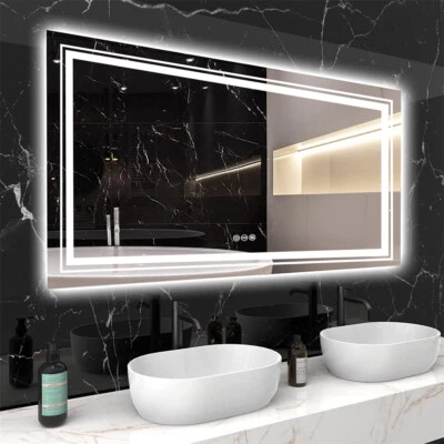 48" x 24" Large Rectangle Bathroom Mirror LED Vanity Dimmable Backlit Anti-Fog - Image 1 of 4