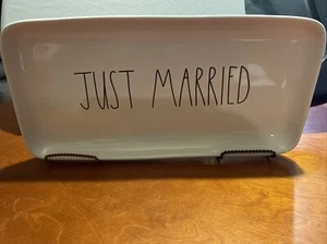 Rae Dunn “ Just Married” Serving Tray Platter Home decor Ceramic Rectangle - Picture 1 of 6