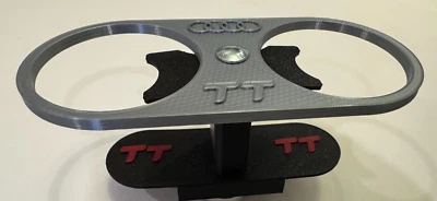 Audi TT Mk1 Premium Double Cup Holder Silver/Red - Image 1 of 3