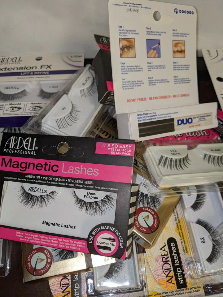  Eyelashes Lot Ardell Andrea Strips/other brands all Black 20 boxes w/ duo Glue  - Image 1 of 4