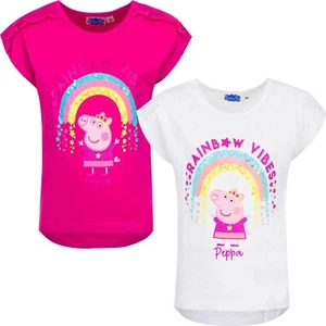Peppa Pig T-shirt Mädchen Peppa Wutz Gr. 98-116 100% Baumwolle ET1195 Pink/Weiß - Bild 1 von 3