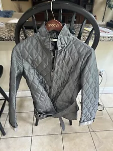Burberry London Women Quilted Jacket Size XS Gray Belted RARE! - Picture 1 of 5