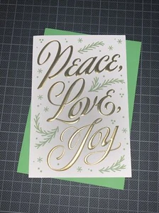 Hallmark Weihnachtskarte: schlicht elegant Goldprägung Frieden Liebe Freude alles Gute - Bild 1 von 7