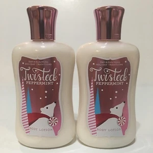 LOT 2 BATH & BODY WORKS TWISTED PEPPERMINT HAND & BODY LOTION CREAM 8 FL OZ EA - Picture 1 of 5