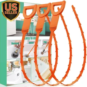 Drain Snake Hair Drain Clog Remover - 3 Pack Shower Snake Sink Unclogger Tool wi - Picture 1 of 5