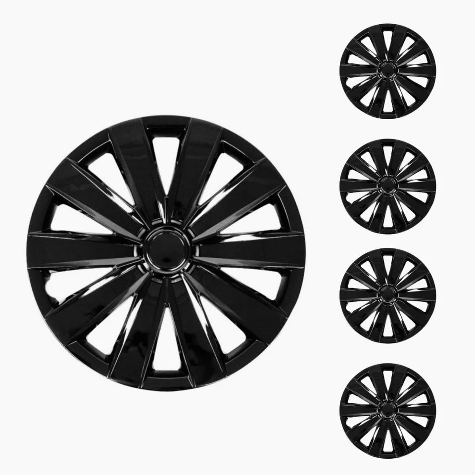 Juego de 4 tapacubos de 16" para protector de cubierta de rueda completa negro se adapta a Isuzu NUEVO Foto 1 de 4