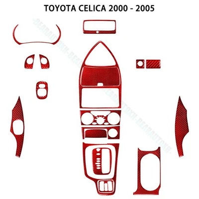 For Toyota Celica 2000-2005 Red Carbon Fiber Full Interior Kit Cover Trim 18PCS Foto 1 de 4