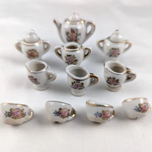 Juego de platos miniatura de 14 piezas para fiesta de té florales MCM casa de muñecas hadas jardín japa - Imagen 1 de 9