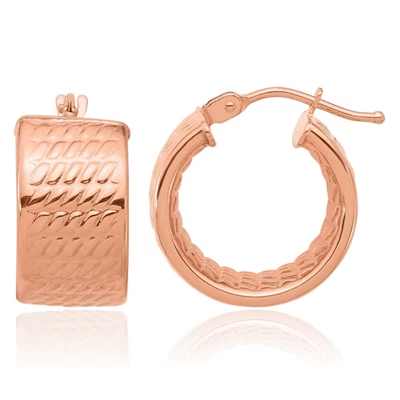 Brincos pequenos de argola redondos de ouro rosa 18K sólido - Imagem 1 de 4