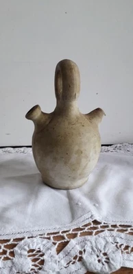 Antique Earthenware Spanish Botijo,  Double Spout Drinking Jug, Water Couling - Image 1 of 4