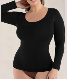 Shapermint Essentials All Day Every Day Shaping T-shirt. (L/S). Black. Large. - Picture 1 of 3