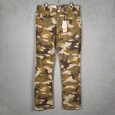 Pantalones de mezclilla PJ Mark para hombre 34x34 marrón desierto camuflaje urbano recto militar patinador grunge Foto 1 de 4
