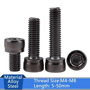 M4-M8 Socket Head Cap Screw Full Thread Allen Bolts Black Nickel 12.9 Grade - Picture 1 of 45