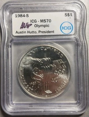 1983-S MS 70 LA Olympic Silver Commemorative ICG $1100 BOOK VALUE FLAWLESS! - Image 1 of 2