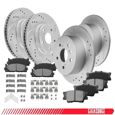 FITS 2008-2010 2011 2012 Toyota Avalon Front & Rear Drilled Brake Rotors Pads Foto 1 de 4