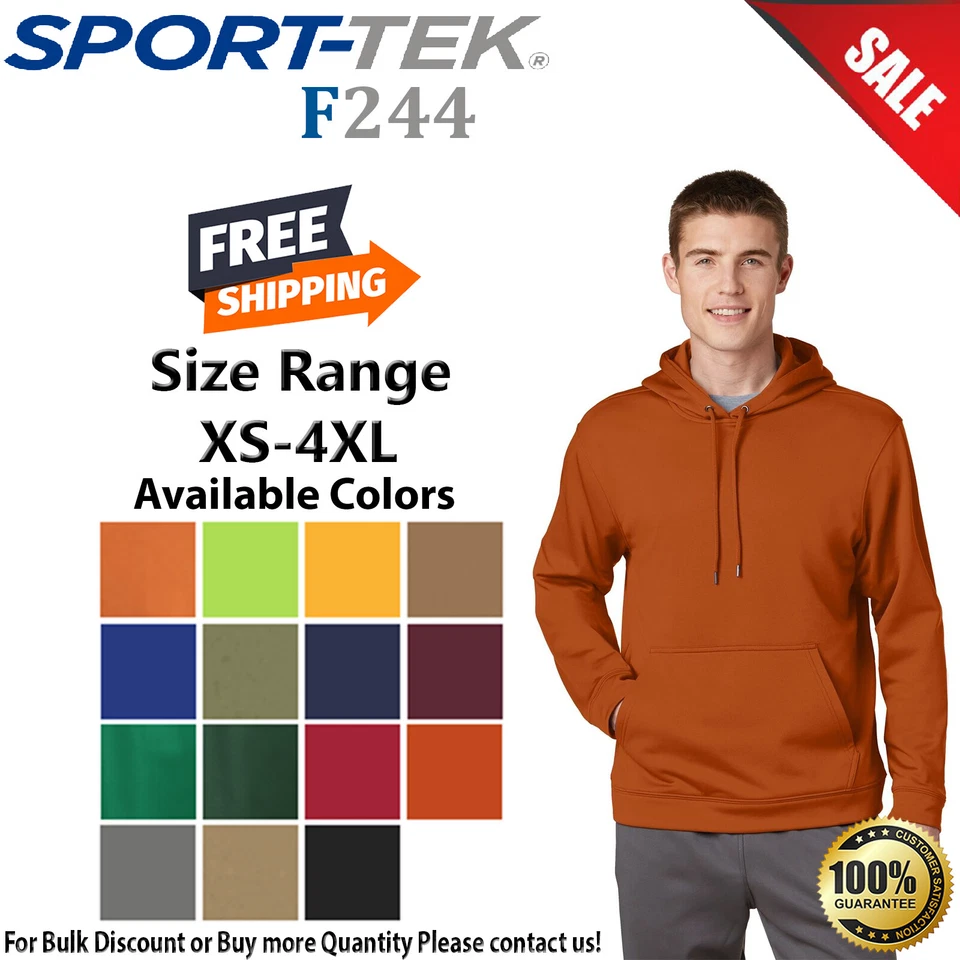 Pullover con capucha Sport-Tek F244 para hombre manga larga deportivo mecha polar con bolsillos Foto 1 de 1