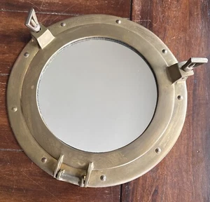 11.5" Antique Brass Porthole Mirror Nautical Maritime Wall Decor Moby Dick Decor - Picture 1 of 13
