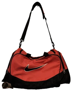 Nike Duffel Bag 17" Pink Black School Sports Strap Handles Pockets Out and In - Picture 1 of 10
