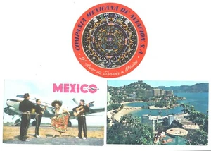 MEXICO CMA AIRLINE BAGGAGE LABEL original + 2 PCD , CMA plane & ACAPULCO - Picture 1 of 3