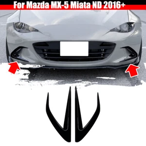 For Mazda MX 5 Miata ND 2016+ Black Front Bumper Side C Canards Splitter Spoiler - Picture 1 of 4