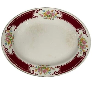 HOMER LAUGHLIN Platter Brittany Majestic Pattern Vintage 1940s Floral Trim - Picture 1 of 9