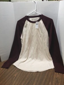 American Eagle Outfitters Shirt Mens Medium Tall Waffle Knit Tan/Burgundy NWT - Picture 1 of 9