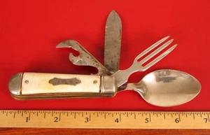 VINTAGE COLONIAL PROVIDENCE RI PIC-NIC-PAL SPOON FORK CAMPING POCKET KNIFE RARE - Picture 1 of 1