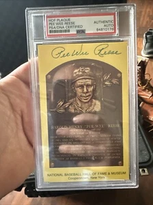 Pee Wee Reese Autographed Hall of Fame Plaque Postcard PSA/DNA Brooklyn Dodgers - Picture 1 of 3