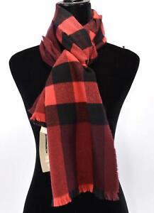 New Burberry Wool and Cashmere Red Exploded Nova Check Lash Fringe Scarf