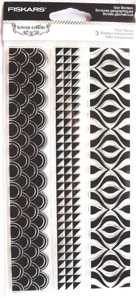 Fiskars Teresa Collins 4inx8in Clear Stampsgeo Borders