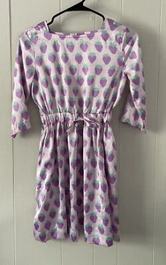 Look By Crewcuts J. Crew Girls Dress Strawberry Print Lavender Size 10 EUC - Picture 1 of 9