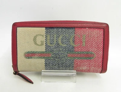 Authentic GUCCI GG Sherry Line  Canvas Zippy Zip Around Wallet #39211 - Image 1 of 4
