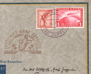 GERMANY GRAF ZEPPELIN 1m Air LZ Logo Cover 1932 *3.SÜDAMERIKAFAHRT* Brazil KZ153 - Picture 1 of 14