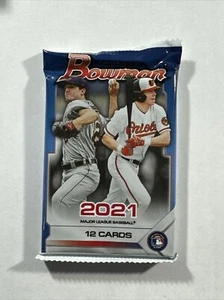 1x 2021 Bowman MLB Baseball Factory Sealed 12 Card Factory Sealed Retail Pack - Picture 1 of 2