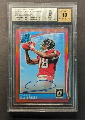 CALVIN RIDLEY Rookie Auto 2018 Optic Red Holo Prizm BGS 9 Mint RC SP /50 - Image 1 of 4