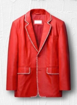 DESIGNER New Men's Red Blazer 100% Soft Lambskin Two Button Custom Made blazer - Image 1 of 4