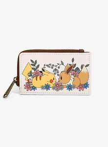 Cartera Monedero Floral Loungefly Pokemon Pikachu y Eevee Otoño Otoño Tarjetero - Imagen 1 de 3