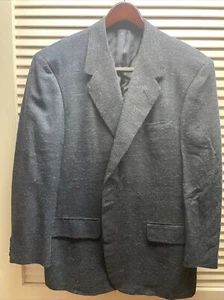 OXXFORD CLOTHES Blue Black Silk & Wool Mens Sport Coat Jacket 46R - Picture 1 of 13