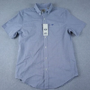 Dockers Shirt Mens Medium Classic Fit Button Down Blue Plaid Short Sleeve NWT - Picture 1 of 7