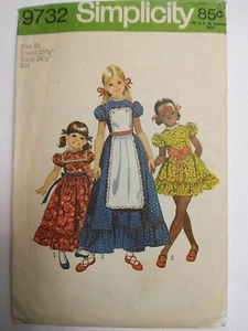 Dress Long Short Apron Girls 10 Simplicity 9732 Sewing Pattern VTG Cottagecore - Picture 1 of 7