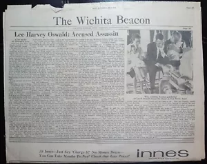 Wichita KS Beacon November 26, 1962 JFK Lee Harvey Oswald Vtg Newspaper 1960's - Picture 1 of 4