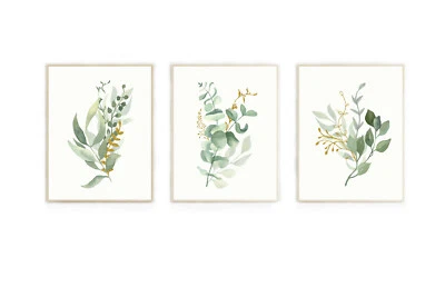 Impresiones de pared verde, arte botánico de pared, decoración botánica de pared, decoración del hogar, regalo Foto 1 de 4