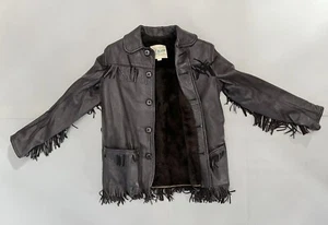 Vintage Mid Western Sport Togs Deerskin Leather Jacket Tassels 70s Kids 14 - Picture 1 of 8
