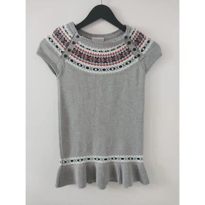 Savannah Girl's Gray Sweater Dress Short Sleeve Boho Sz 6x - Picture 1 of 7