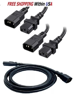 2 Pk PDU Computer IEC C13 - IEC C14, 6FT Power Extension Cord 17AWG High Quality - Picture 1 of 16