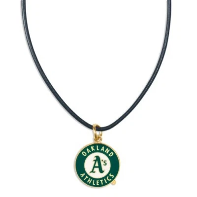 MLB OAKLAND ATHLETICS A's LEATHER ROPE NECKLACE NEW - Image 1 of 3