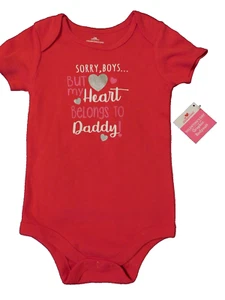 VALENTINE's DAY INFANT BODYSUIT "SORRY BOYS but my HEART BELONGS TO DADDY 24mo - Picture 1 of 2