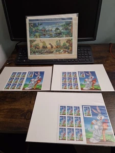 3 Bugs Bunny and 1 World of Dinosaurs USPS Stamp Sheets.  32 cent stamps - Picture 1 of 10